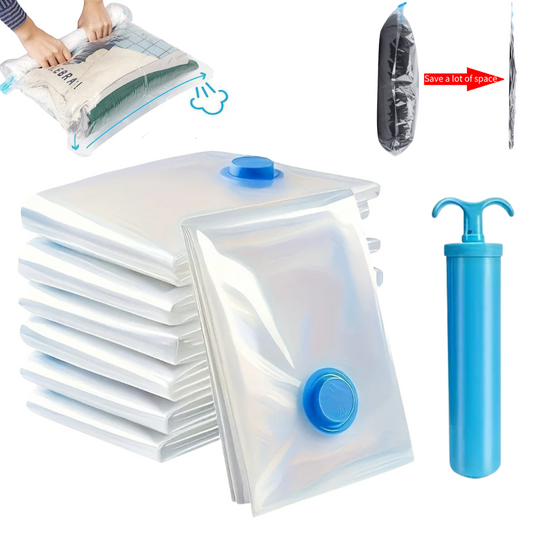 Premium 5-Piece Vacuum Storage Bags with Hand Pump | Space-Saving Compression Bags for Travel, Clothing & Household Organization