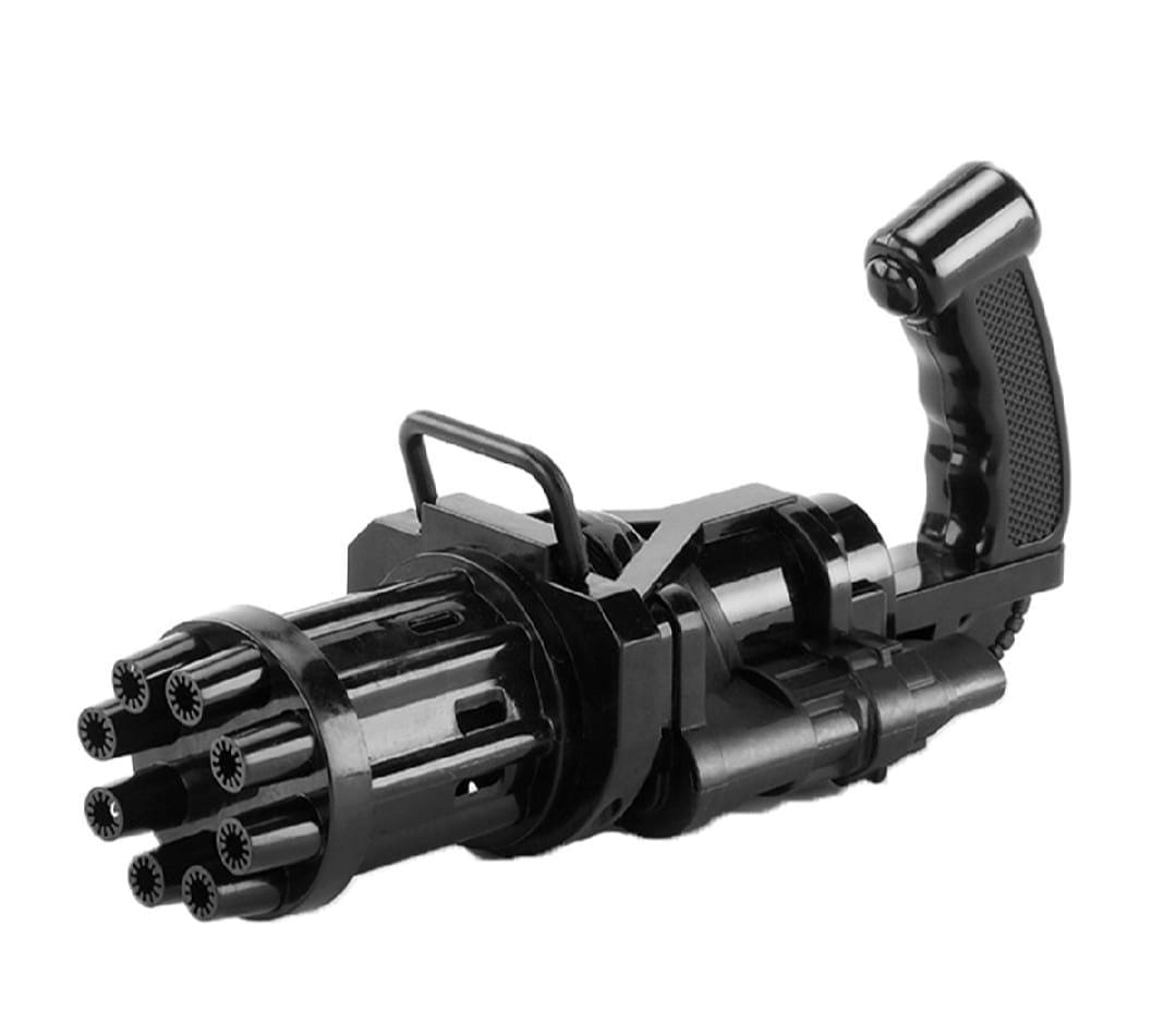 Premium Electric Gatling Bubble Gun | 8-Hole Automatic Bubble Blaster Toy with Bubble Solution & Tray