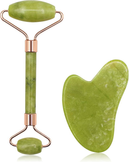 Premium Jade Roller & Gua Sha Stone Set | Facial Massage Roller for Skincare & Beauty | Natural Stone Skin Care Tool
